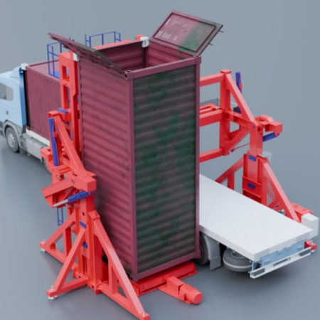 How to use a hydraulic container tilter to load/unload bulk material